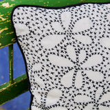 Hand Embroidered Square Throw Pillow