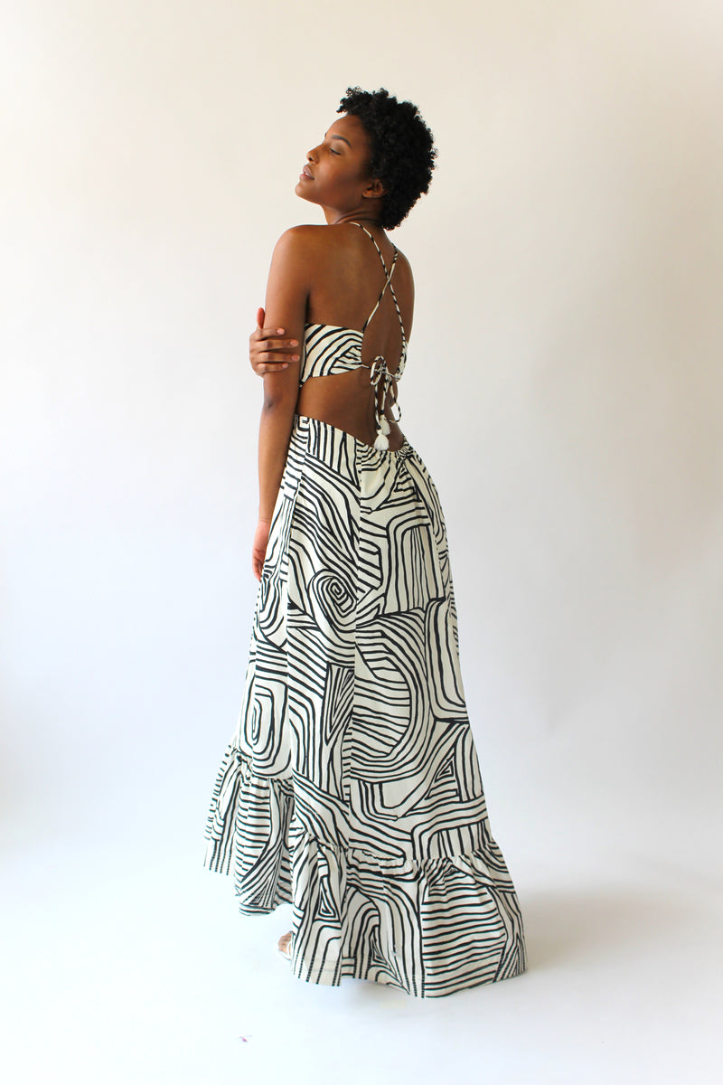 Zebra Print Cotton Lawn Cutout Dress