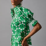 Short Sleeve Smocked Shirt