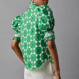 Short Sleeve Smocked Shirt