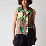 Sleeveless Frilled Buttondown