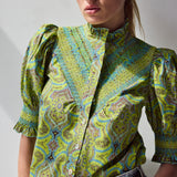 Short Sleeve Smocked Shirt