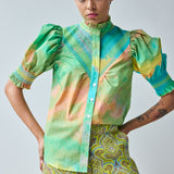 Short Sleeve Smocked Shirt