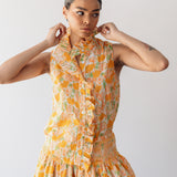 Sleeveless Frilled Buttondown