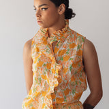 Sleeveless Frilled Buttondown