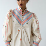 Embroidered Smocked Shirt