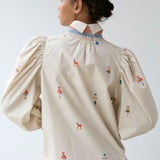 Embroidered Smocked Shirt