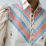 Embroidered Smocked Shirt